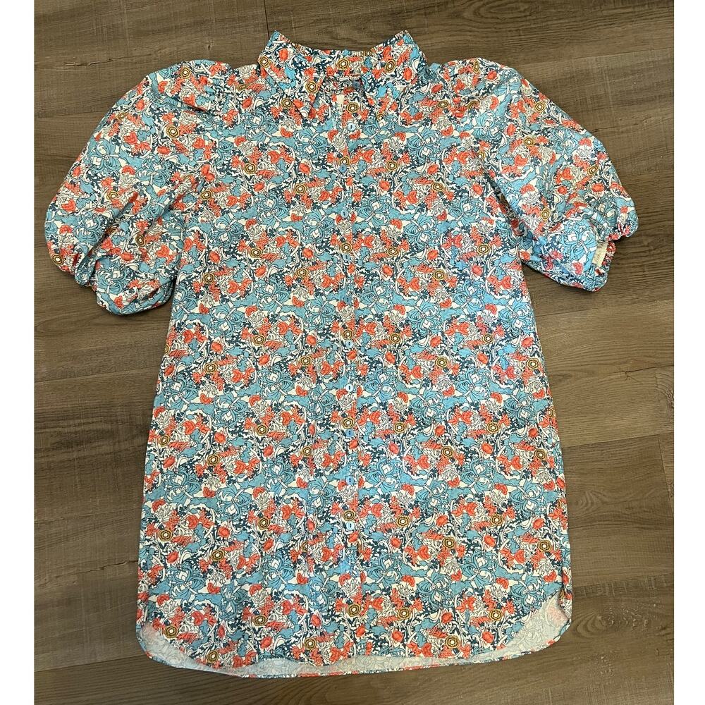 Tuckernuck Hyacinth House Puff Sleeve Floral Mini Shirt Dress